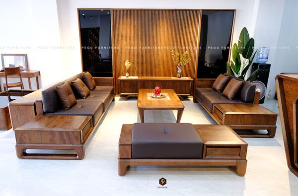 Bộ sofa gỗ óc chó Lux A